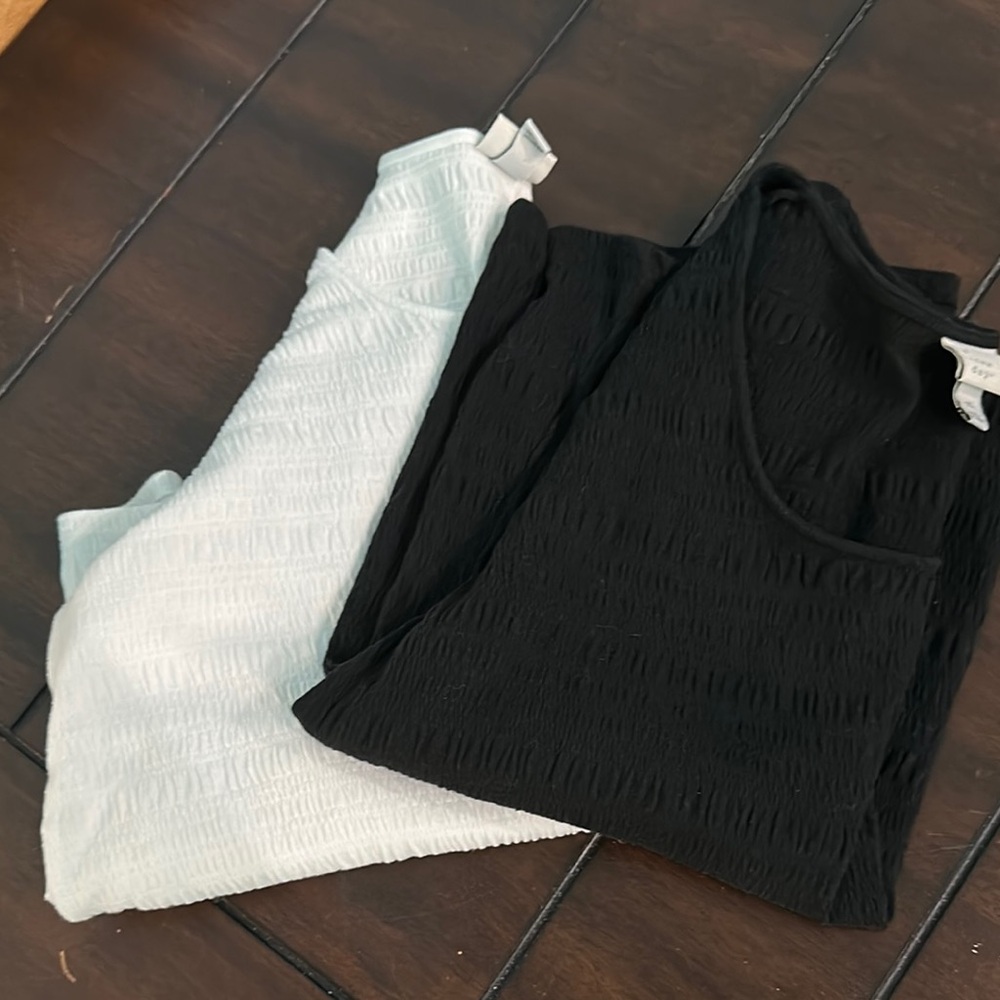 A New Day Smocked Sleeveless Tank Top Black White